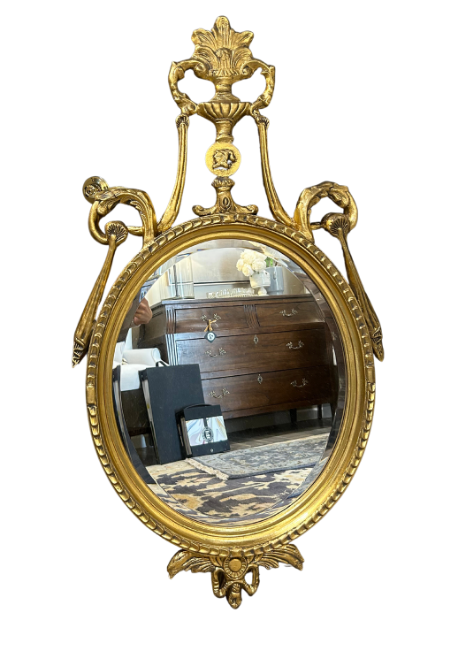 Vintage Round Trumeau Gold Mirror