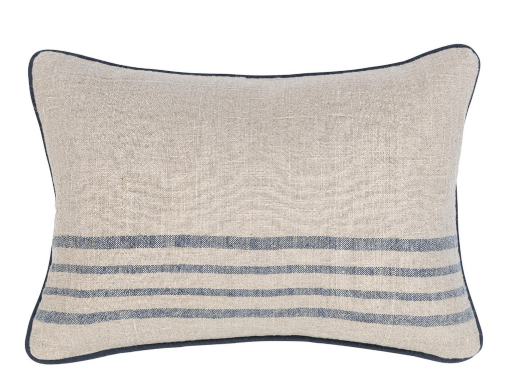 Newport Pillow- Natural/Navy