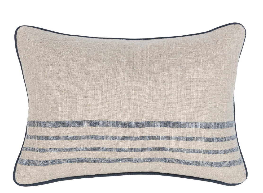 Newport Pillow- Natural/Navy