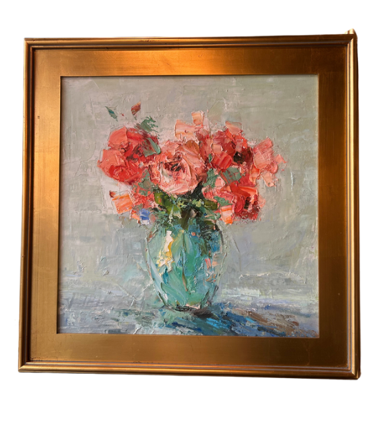 "Blush Flowers" Impasto Painting