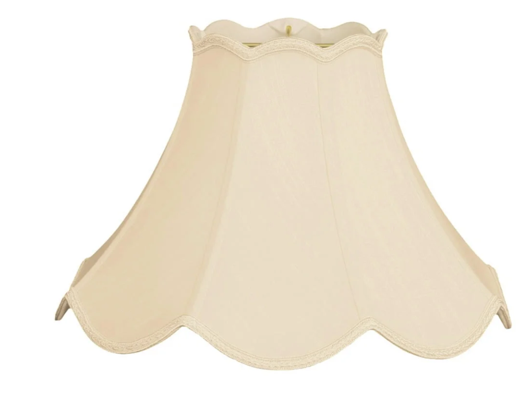 Royal DS97 Beige Shantung Scalloped Bell with Trim Shade