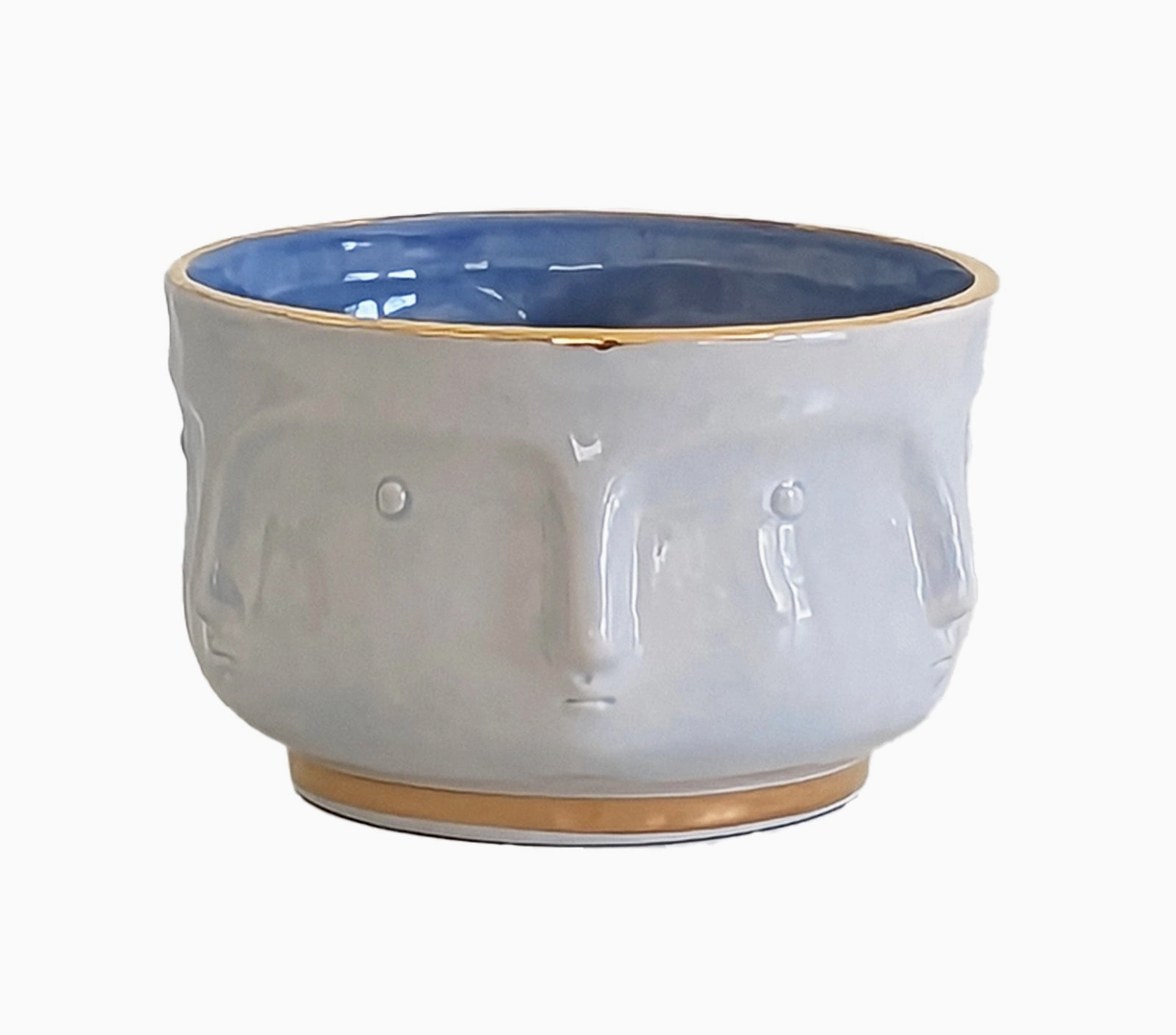 Face Vase with Gold Accent Trim