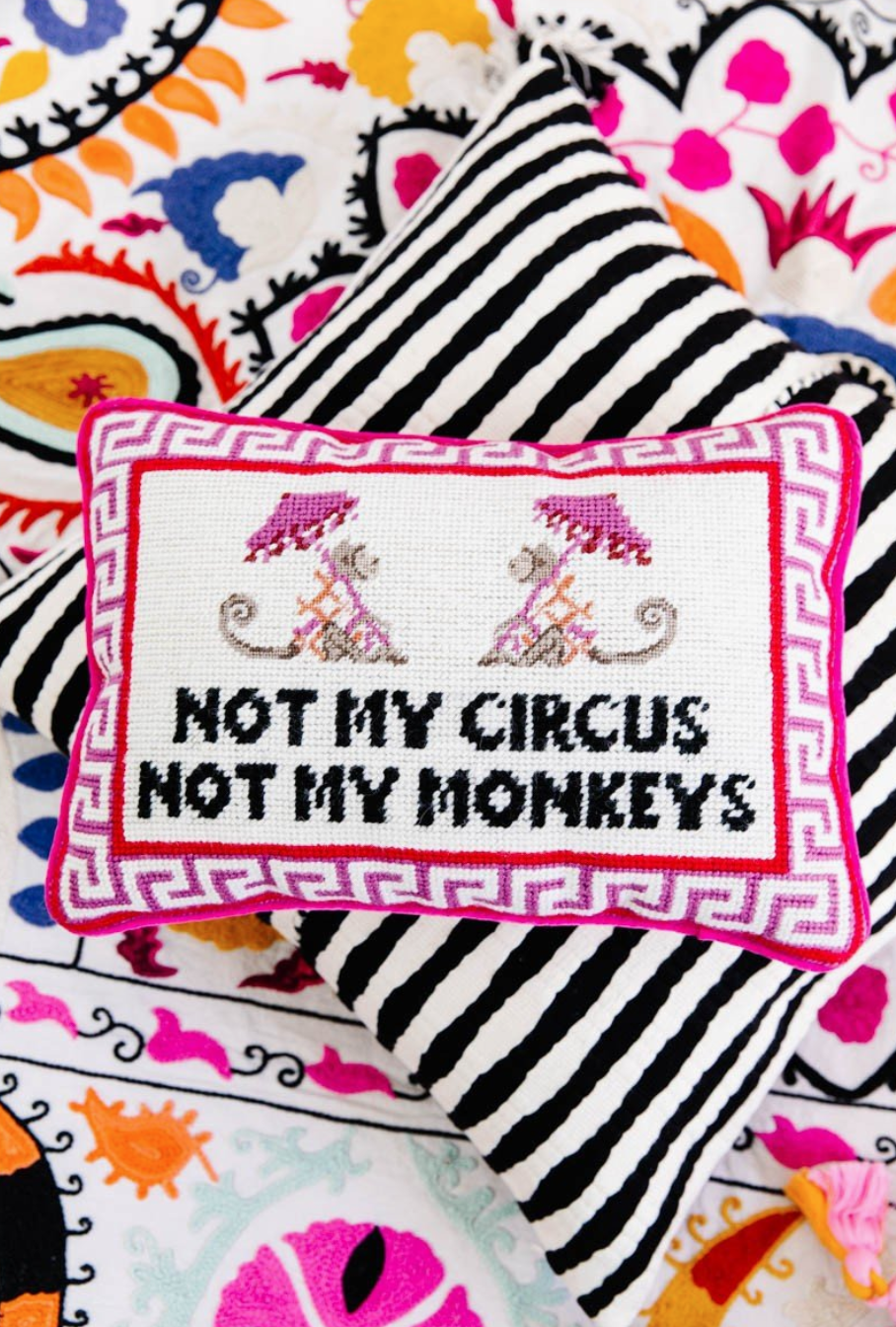Not My Circus Needlepoint Pillow