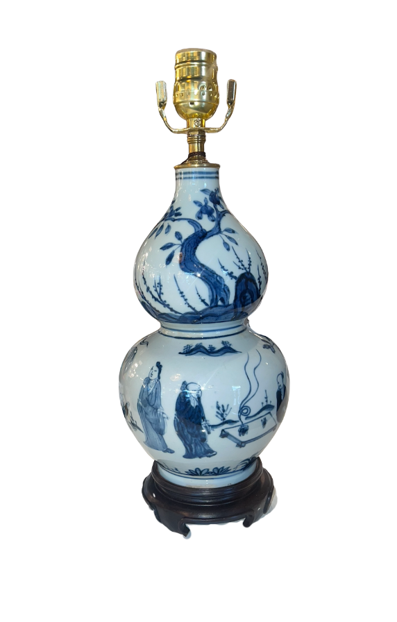 Handmade Porcelain Gourd Lamp (excluding shade)
