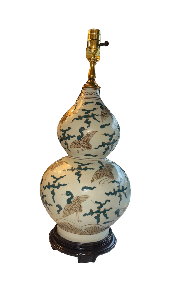 Handmade Porcelain Gourd Lamp (excluding shade)