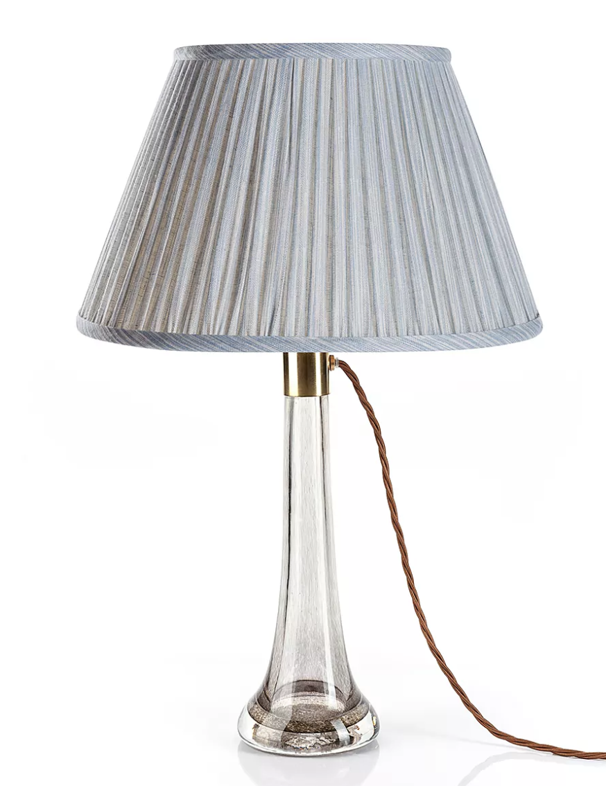 Fermoie Modified Empire Linen Shade in Light Blue Strié
