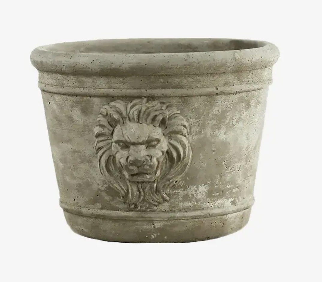 Cement Lion Head Planter