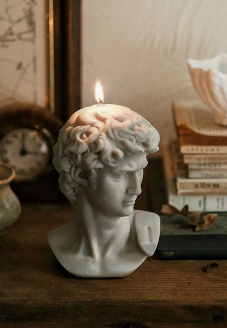 David Bust Scented Head Candle Grey