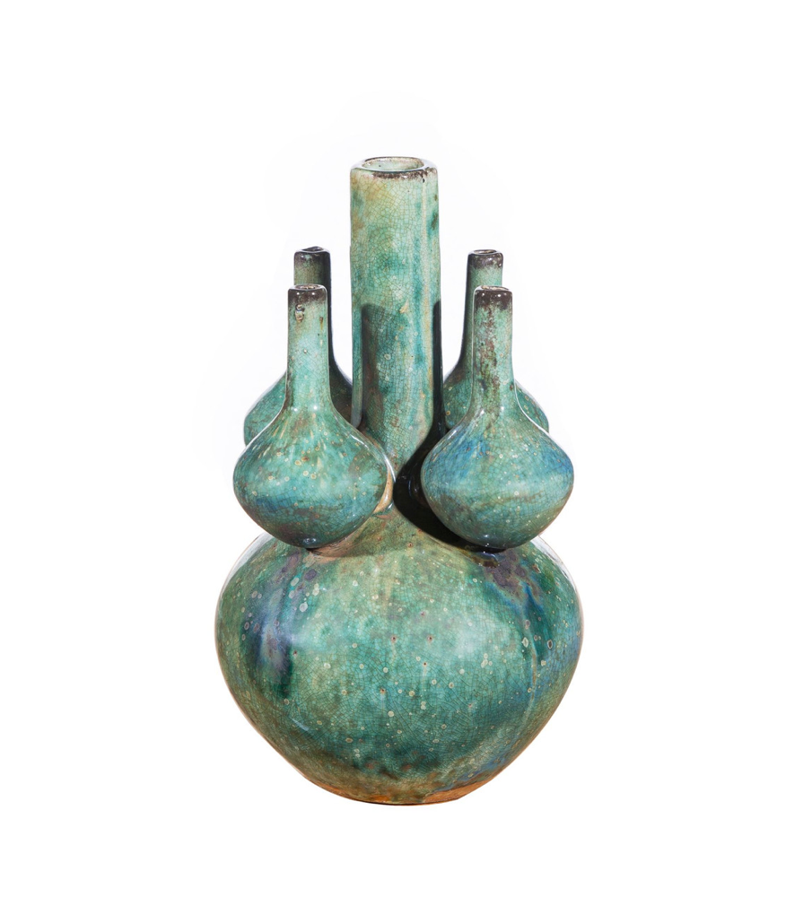 Speckled Green Five Globe Vase