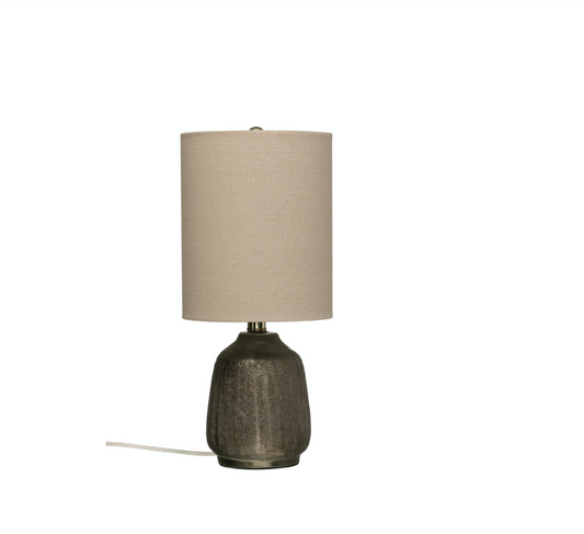 Terracotta Table Lamp with Linen Shade