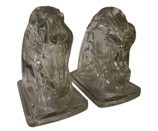 Pair of Glass Horse Head Bookends