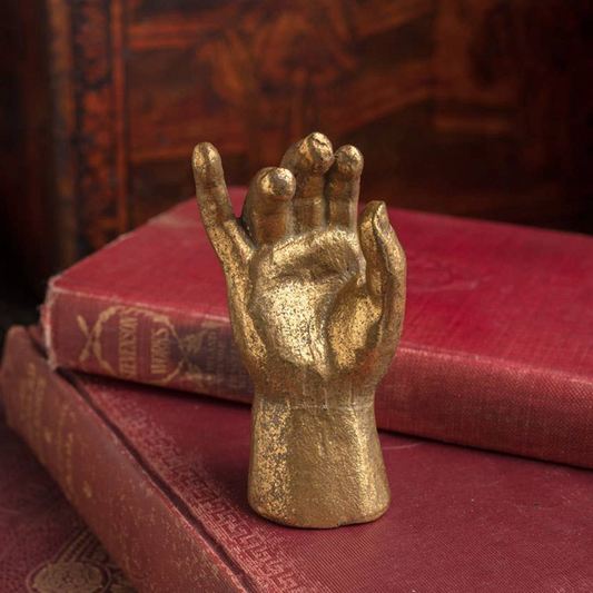 Heavy Pewter Gold Leaf Saint Hand