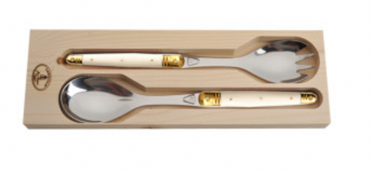 Laguiole Salad Servers with Ivory Colored Handles