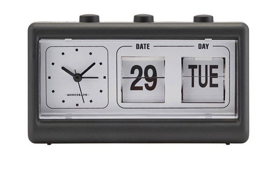 Black Retro Alarm Clock & Calendar