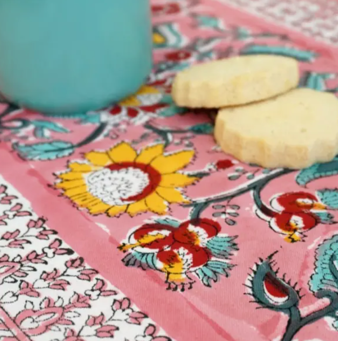 Hand Printed Tablecloth 63" x 88"