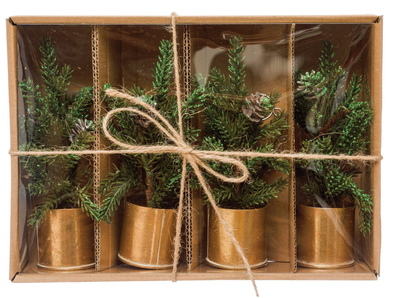 Faux Pine Tree Place Card Holders, Boxed Set of 4