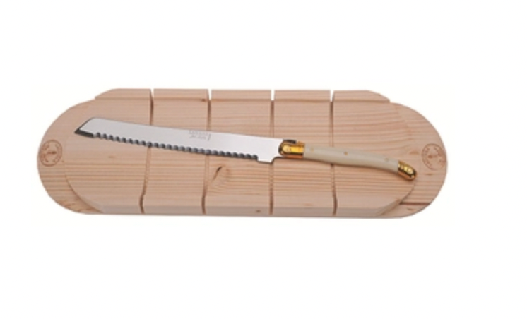 Laguiole Bread Knife w/ Baguette Board