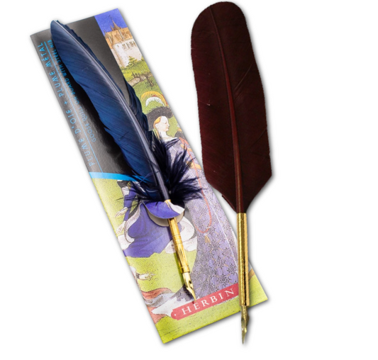 Herbin Goose Feather Quill Dip Pen Dark Blue