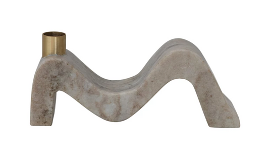 Marble and Brass Wave Taper Holder