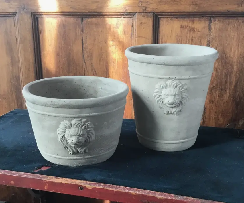 Cement Lion Head Planter